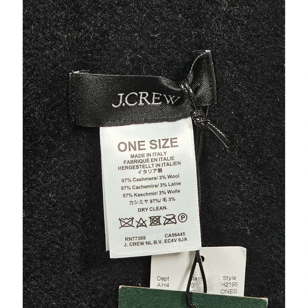 J. CREW Cashmere-Blend Black Scarf H2195 NWT Fringe
